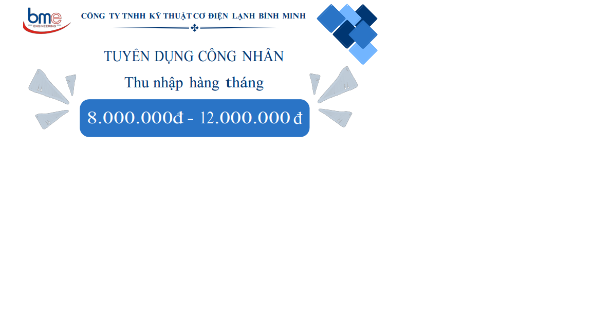 CÔNG TY TNHH KỸ THUẬT CƠ ĐIỆN LẠNH BÌNH MINH Tuyển dụng